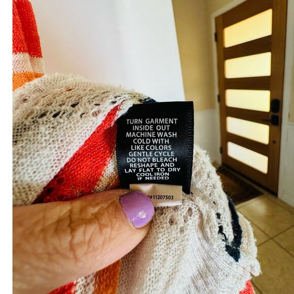 Torrid Open Front Shrug Cardigan Sweater White/Orange Stripe Plus SZ 0 EUC 12/14 - Picture 7 of 8